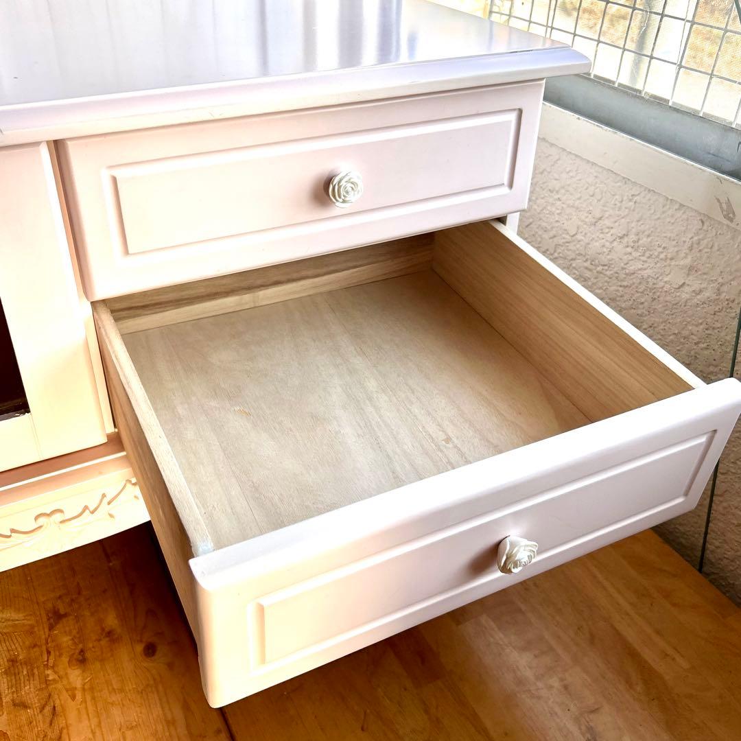 ピンクのテレビボード フェミニン プリンセス系 幅90cm ロココ調 テレビ台