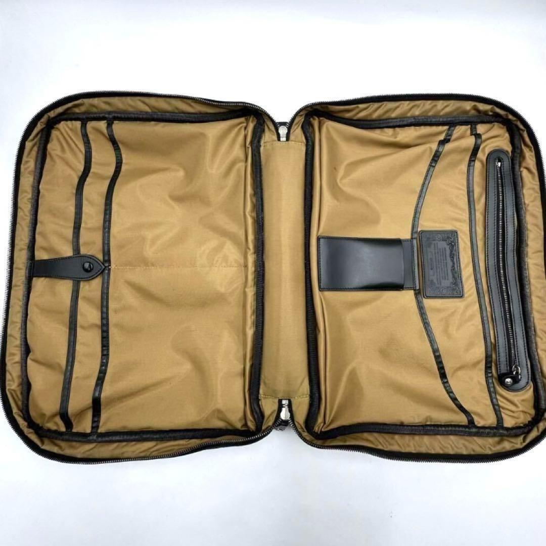 【HUNTING WORLD】 高級 レザー ブリーフケース 黒 フルオープン