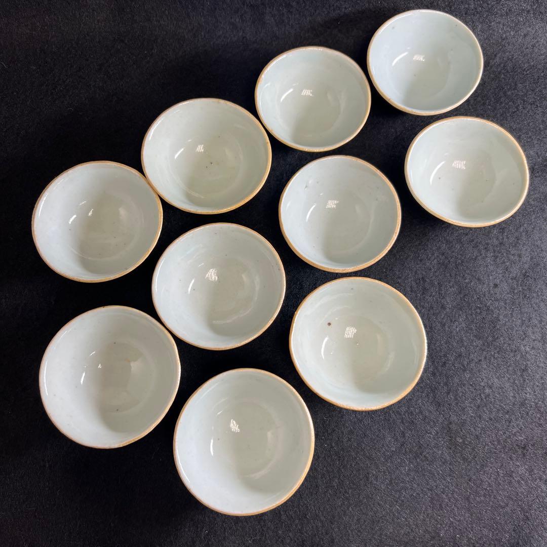 中国清朝時代 南京青磁煎茶碗10客 口径約6.5㎝ 東Y7-1208