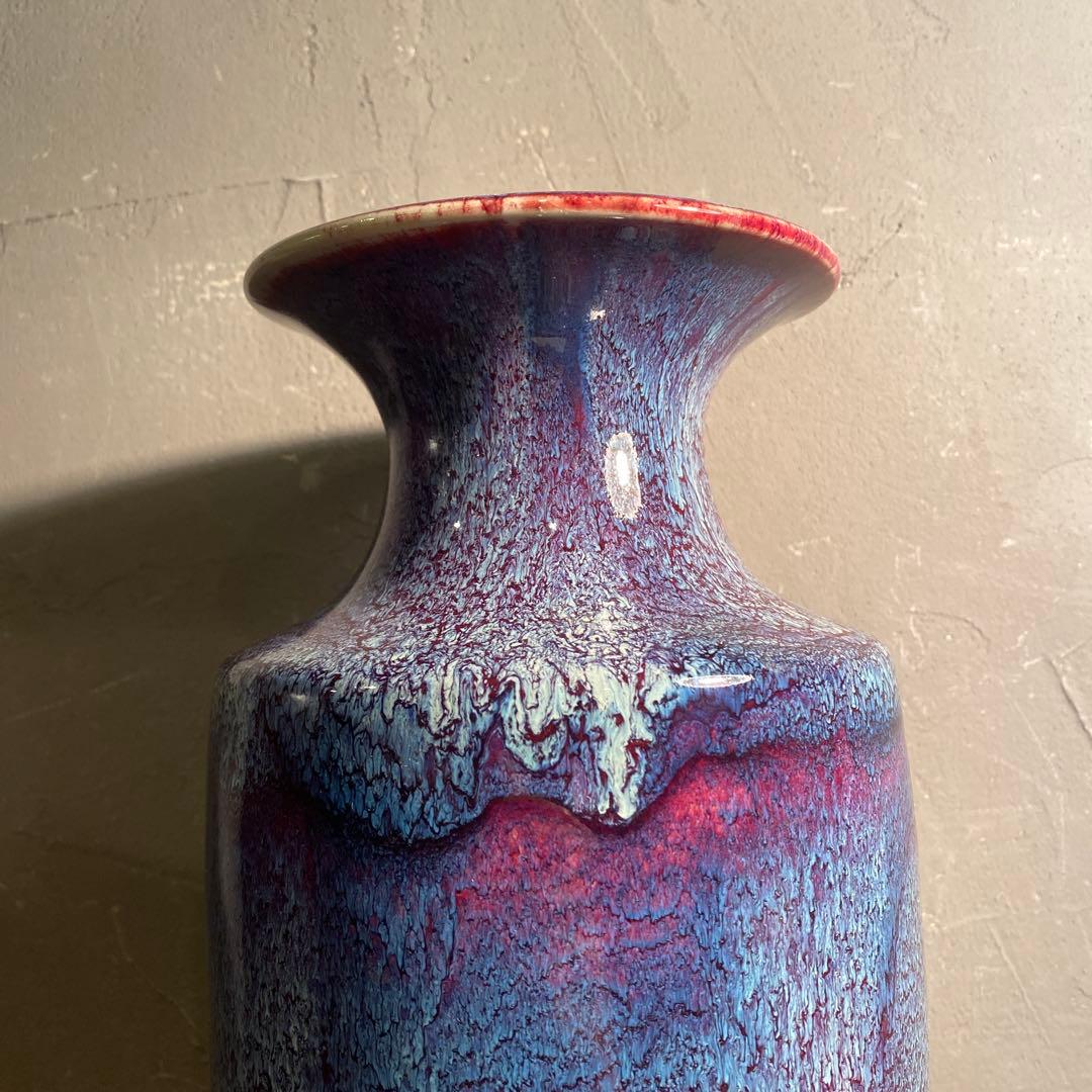 中国 釣窯 辰砂釉 飾り壺 オブジェ 美術品 骨董品 インテリア 花瓶