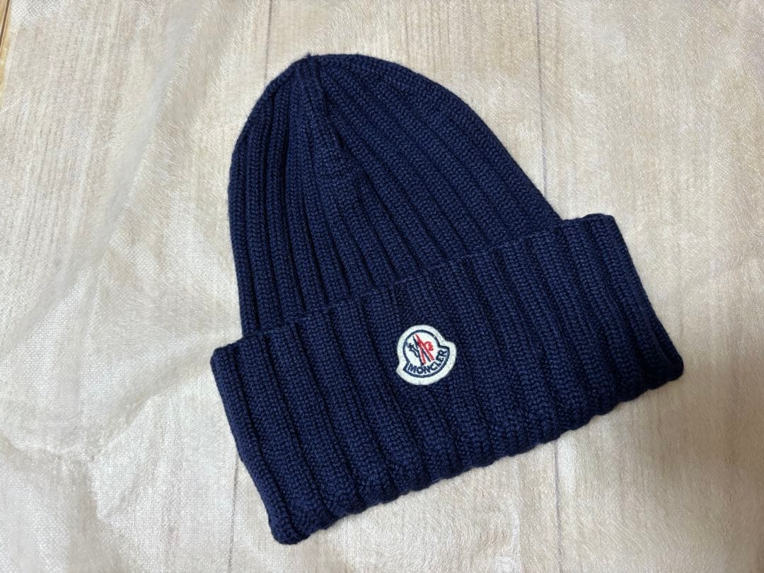 MONCLER ネイビー ニット帽 冬物 フリーサイズ モンクレール