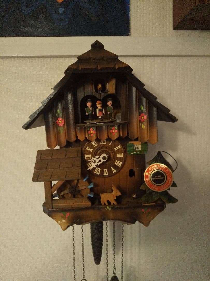 オルゴール 鳩時計 スイス時計 カッコー時計 からくり 水車 木製