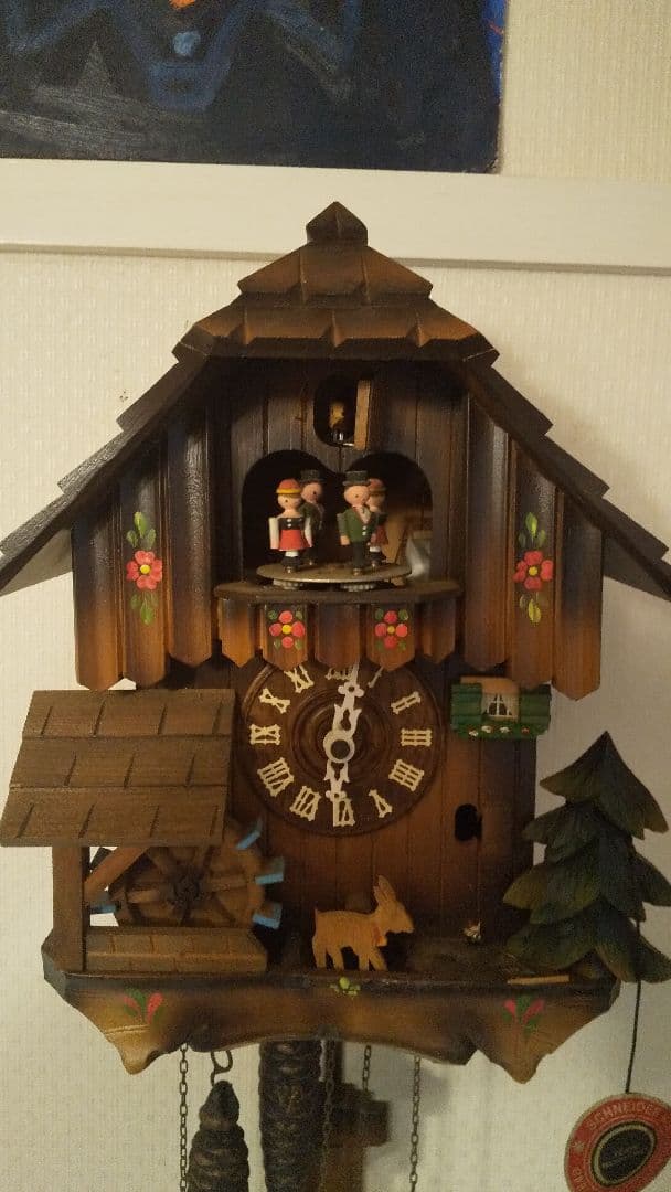 オルゴール 鳩時計 スイス時計 カッコー時計 からくり 水車 木製
