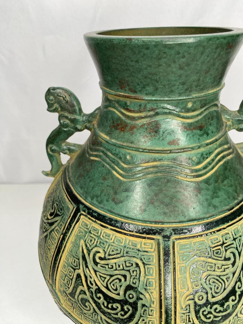 青銅花瓶 中国古美術品 壺 花瓶 銅製 アンティーク インテリア a0073