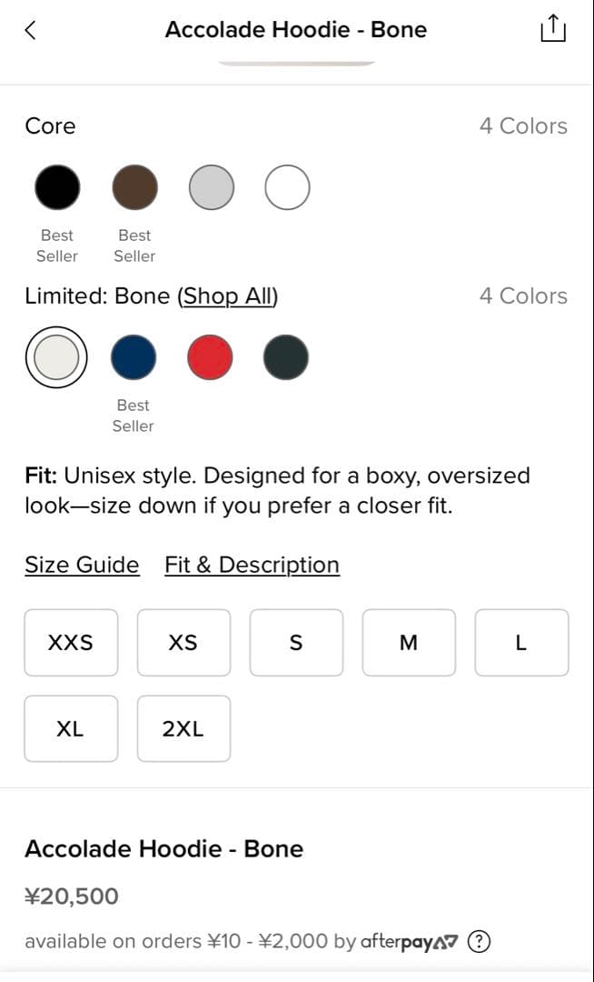 【新品未開封】Accolade Hoodie - Bone (M)