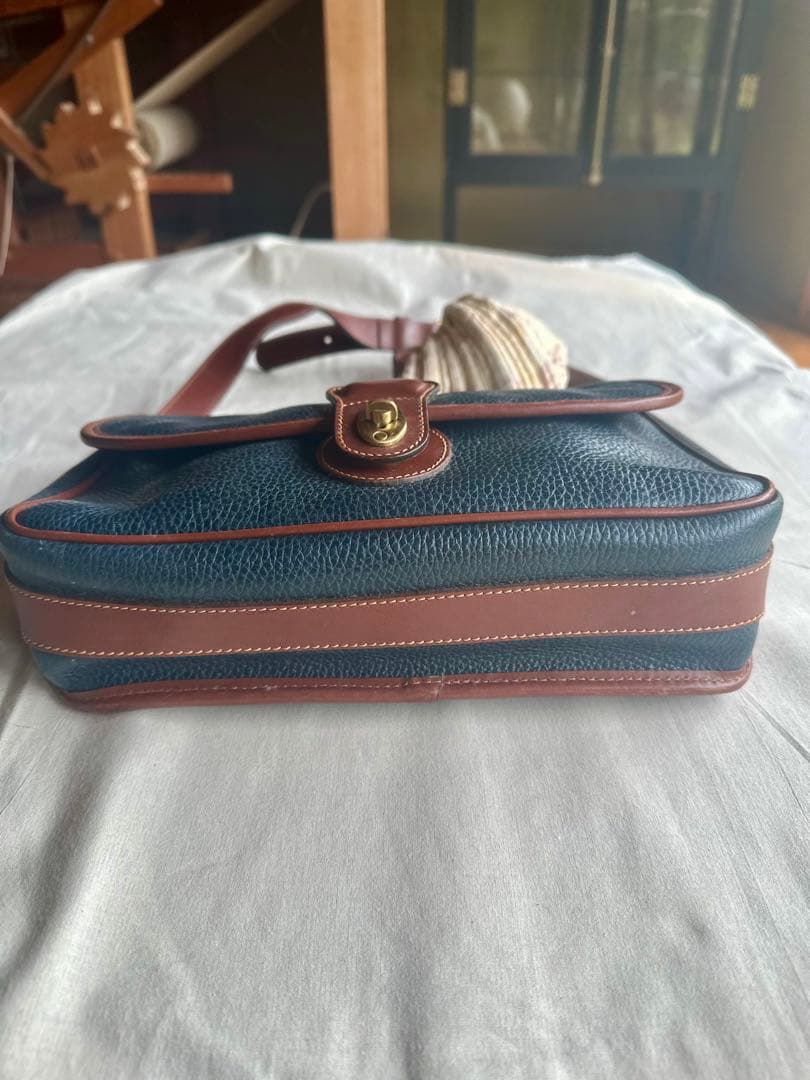 ネイビーレザーショルダーバッグ　oldcoach オールドコーチ　vintage