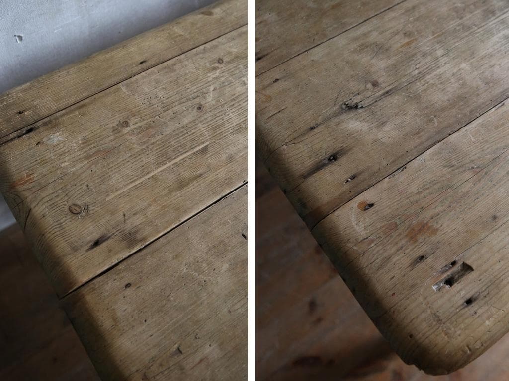 イギリスアンティークオールドパイン材の古木ダイニングテーブル木製机(70-212