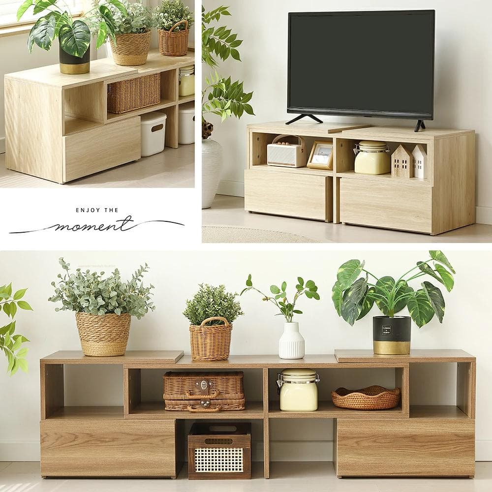 テレビ台 ローボード コーナーテレビ台 伸縮自由 幅93～172 NATURAL