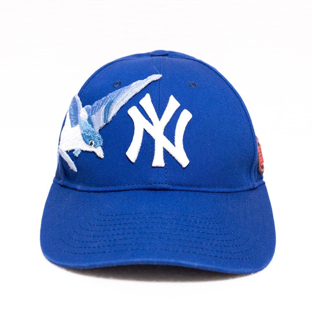 GUCCI ニューヨークヤンキース キャップ ブルー バード刺繍