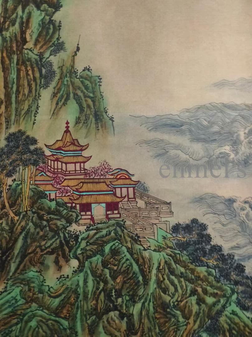 中国古美術 清代 王原祁作款 山水画 水墨画 宣紙 肉筆 六尺中堂画