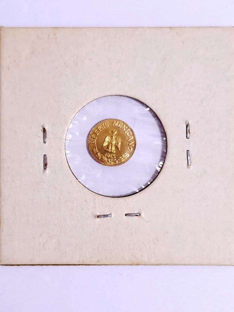 メキシコ 1ペソ金貨 マクシミリアン皇帝 1865年 ゴールド 世界最小の