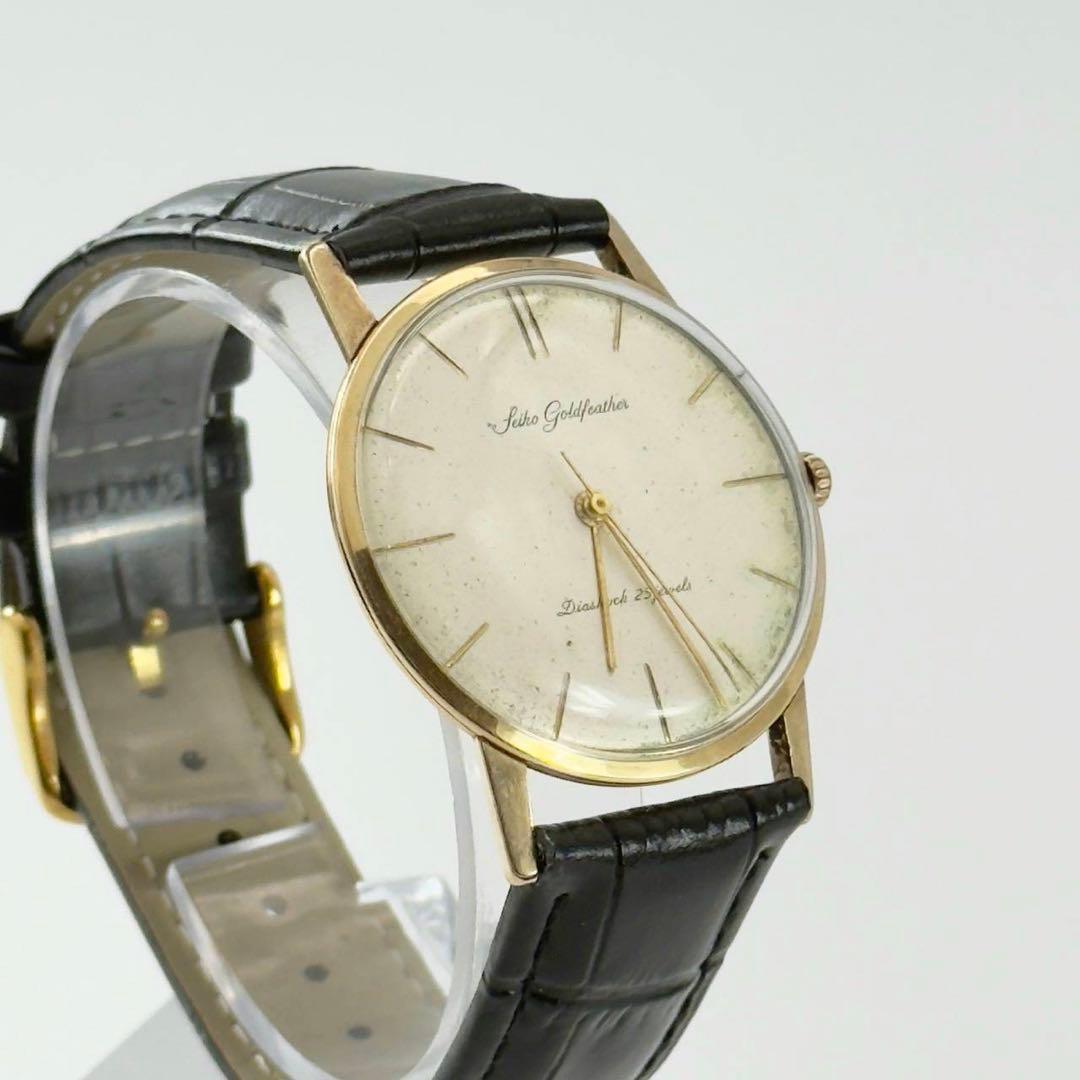 SEIKO ゴールドフェザー 14K 手巻き 25石 メンズ腕時計　新品ベルト