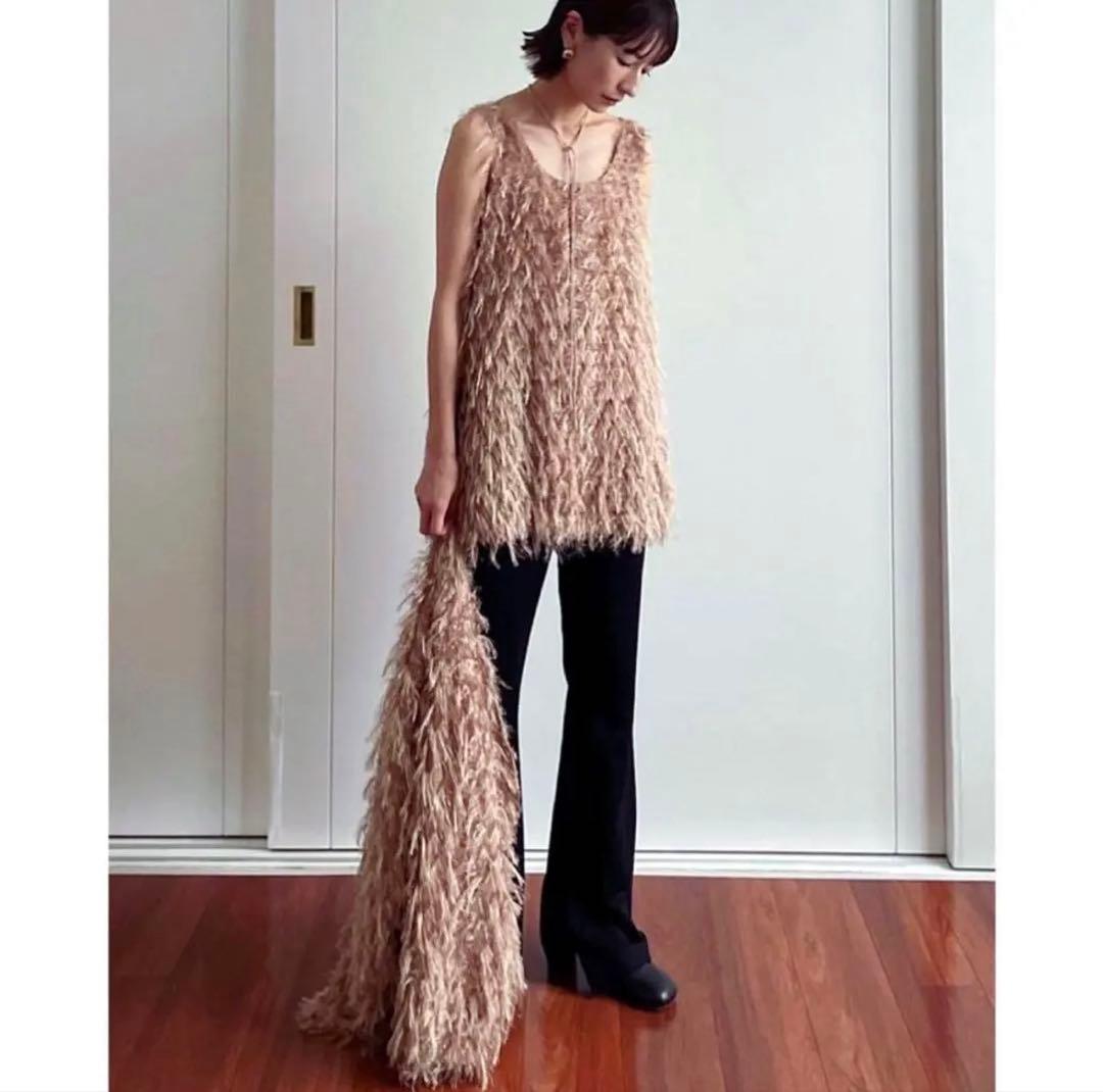 トップス CLANE / W FACE CROSS FRINGE TOPS