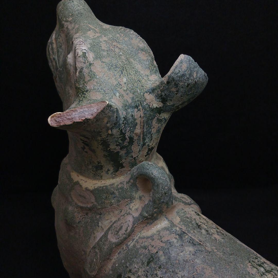 Y2952-1 中国 漢代 緑釉犬 置物 高さ34㎝