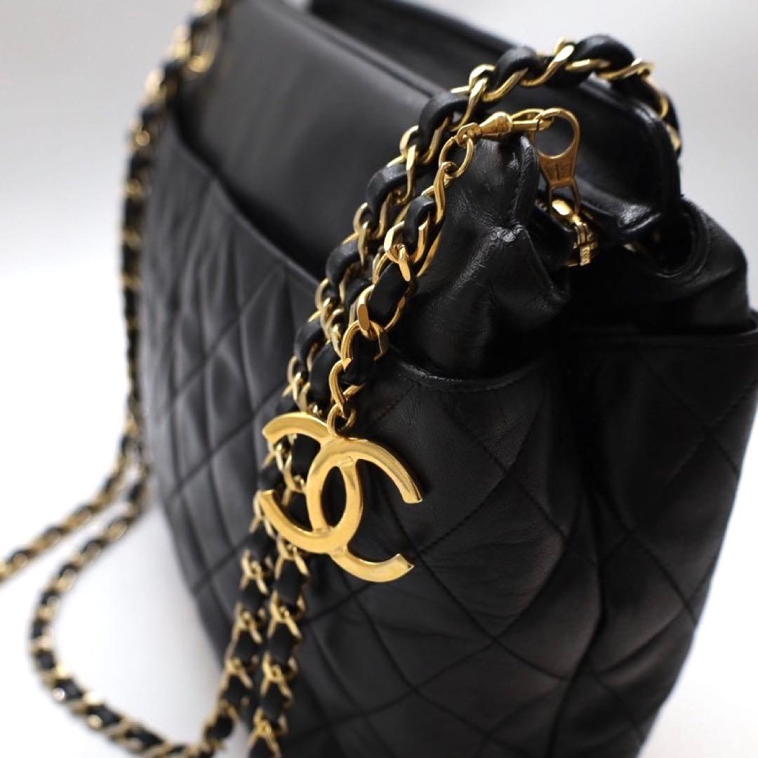 シャネル マトラッセ チェーンショルダーバッグ ラムスキン ブラック