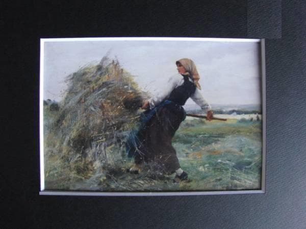ジュリアン・デュプレ、干し草を集める女、希少な額装用画集より