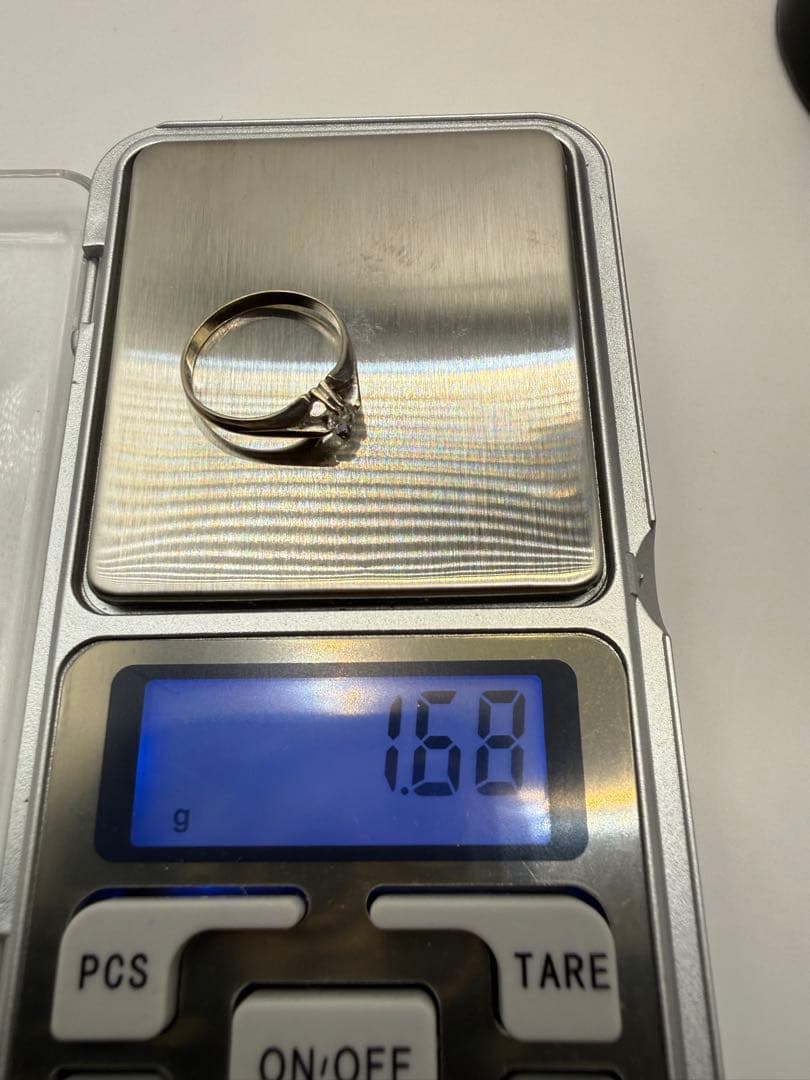 美品　K14WG ジルコニアリング ホワイトゴールド 超音波洗浄器洗浄済み