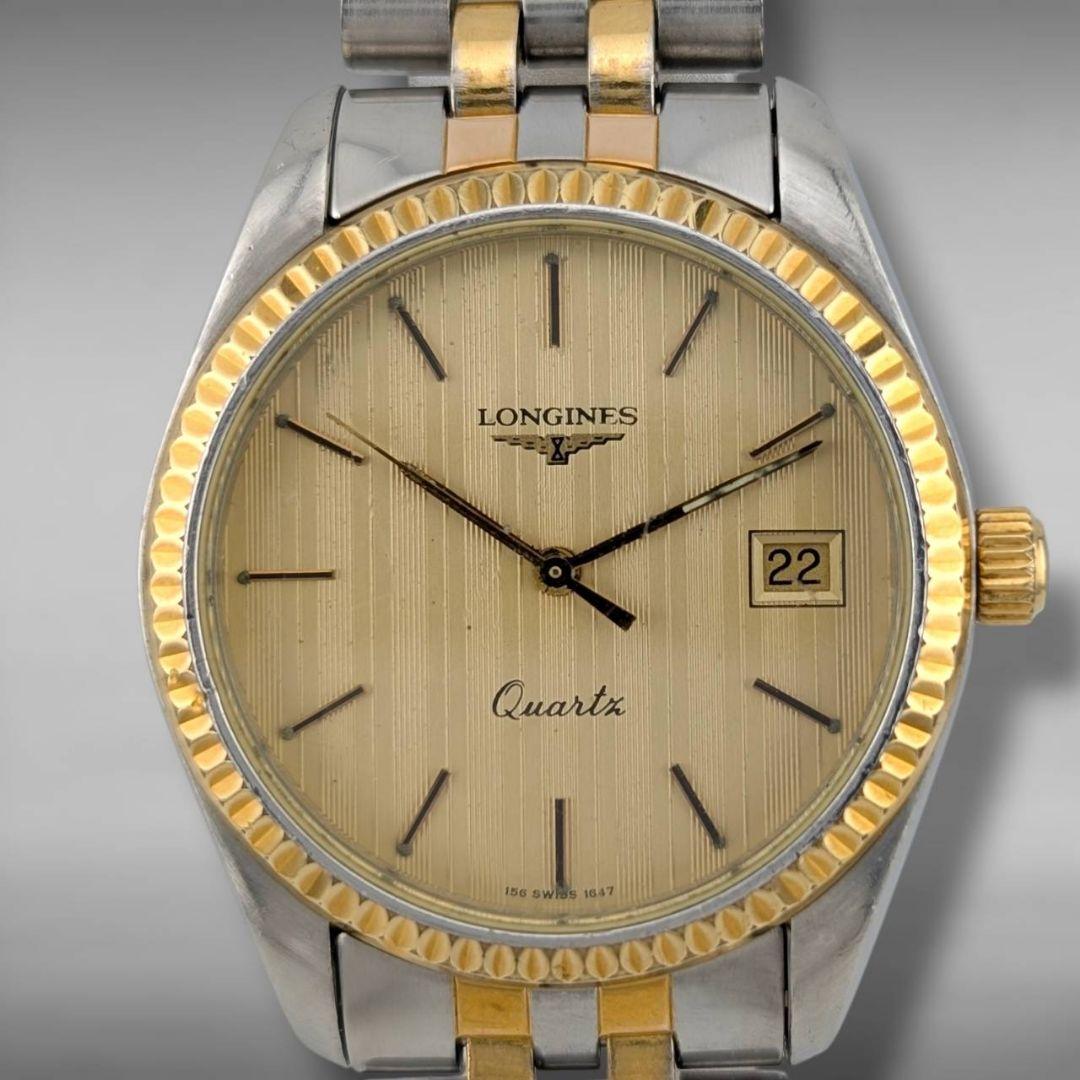 【新品電池・稼働】 ロンジン フルーテッドベゼル ねじ込みリューズ コンビカラー