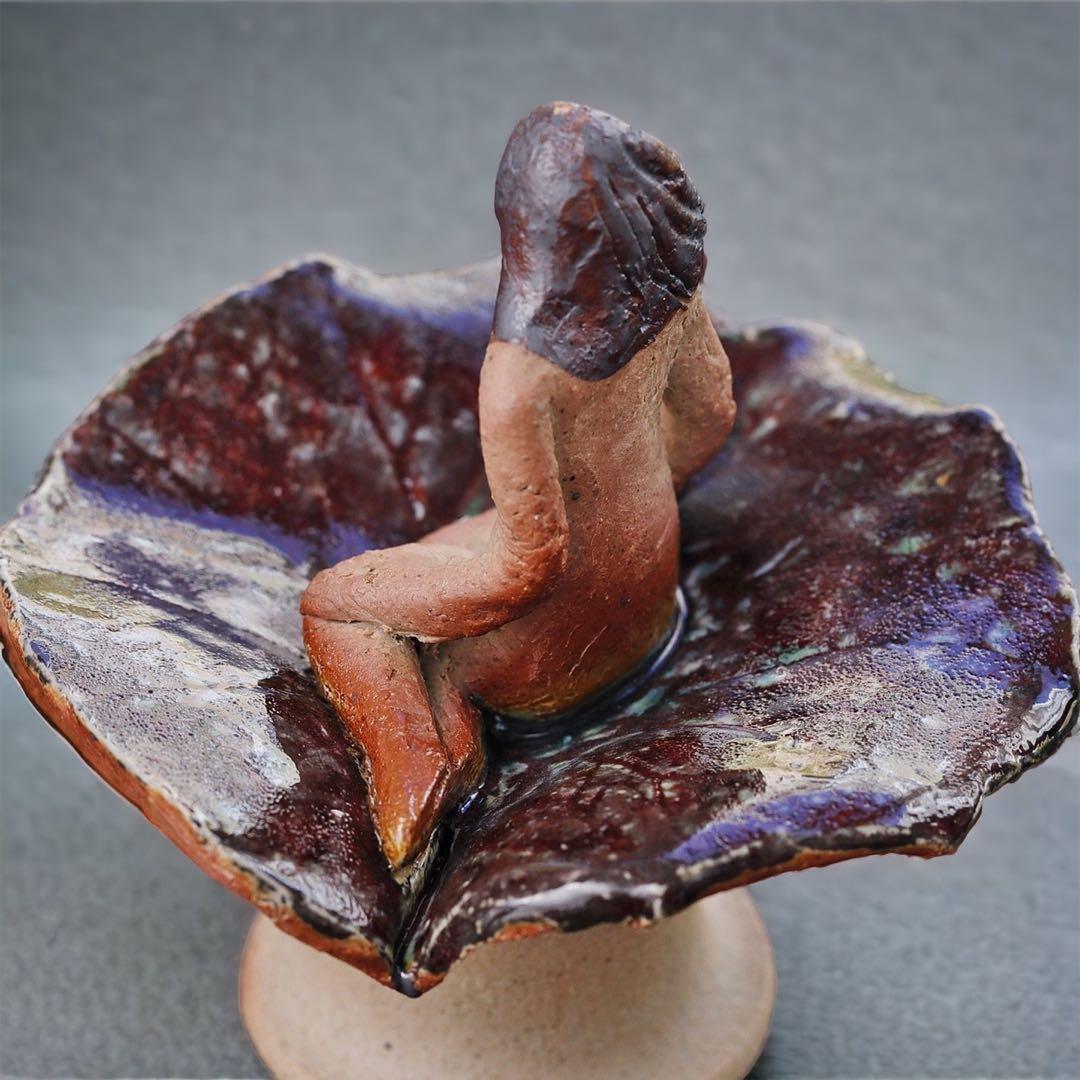 時代物 明治時代頃 徳川紋 葵紋 黄瀬戸 たんぱん 茶碗 茶道具茶器 尾張