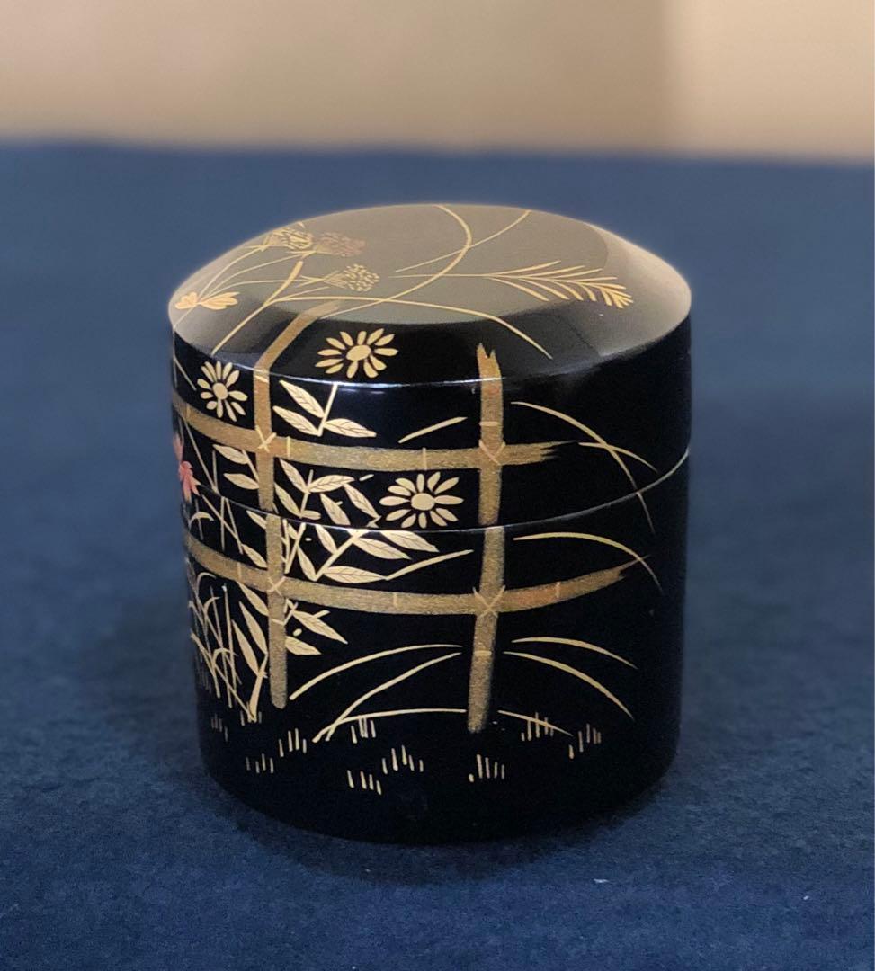 《R》茶道具 秋草蒔絵 雪吹棗 松峰作 共箱 元箱　260116き4