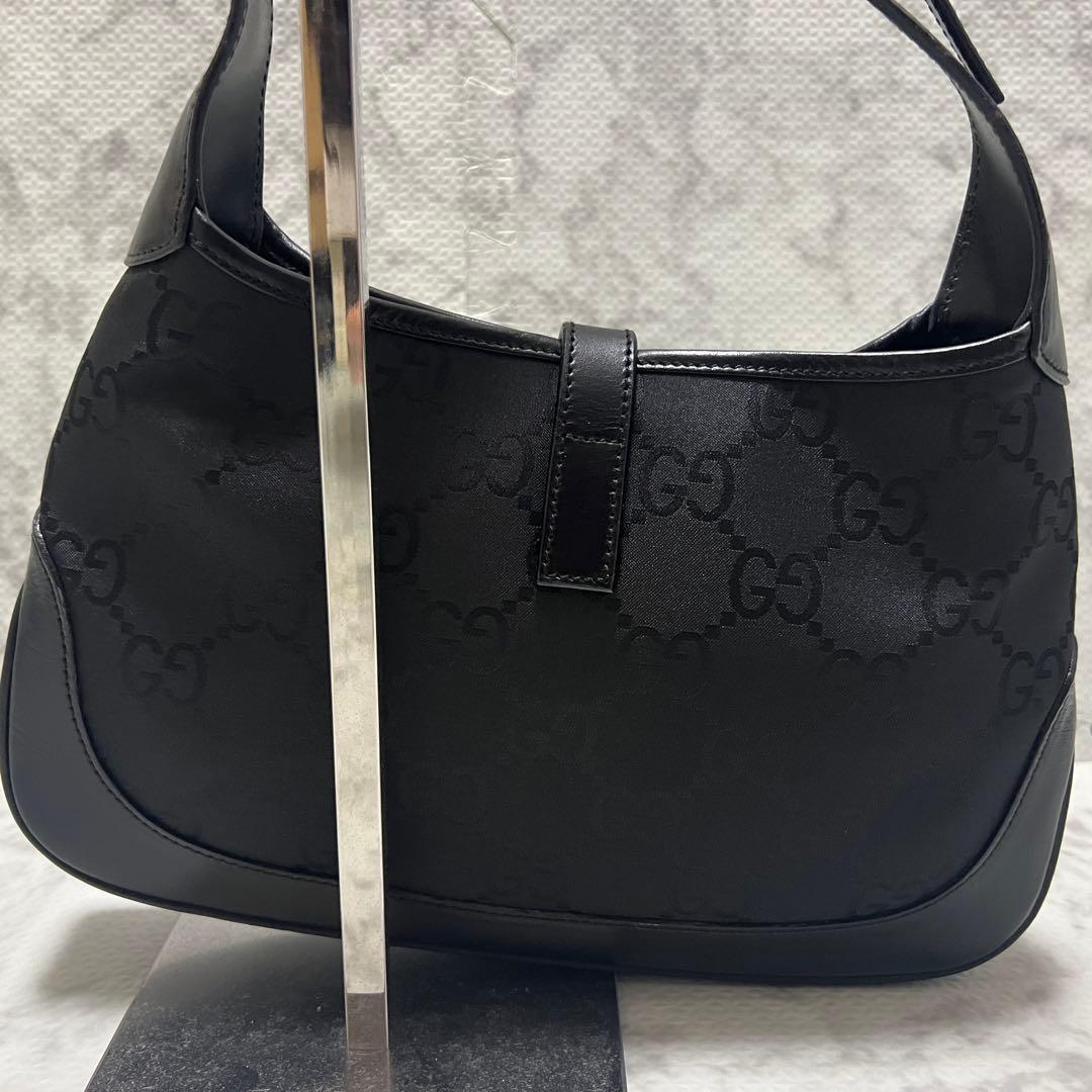 極美品✨グッチ ジャッキー ワンショルダーバッグ GGナイロン ブラック レザー