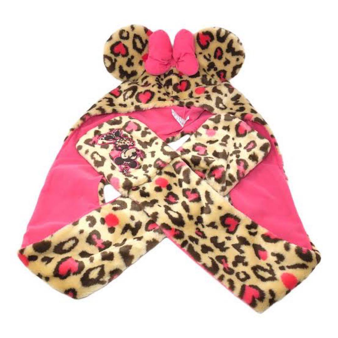 ヒョウ柄　マフラーキャップ　カチューシャ　ミニー　ディズニー　セット