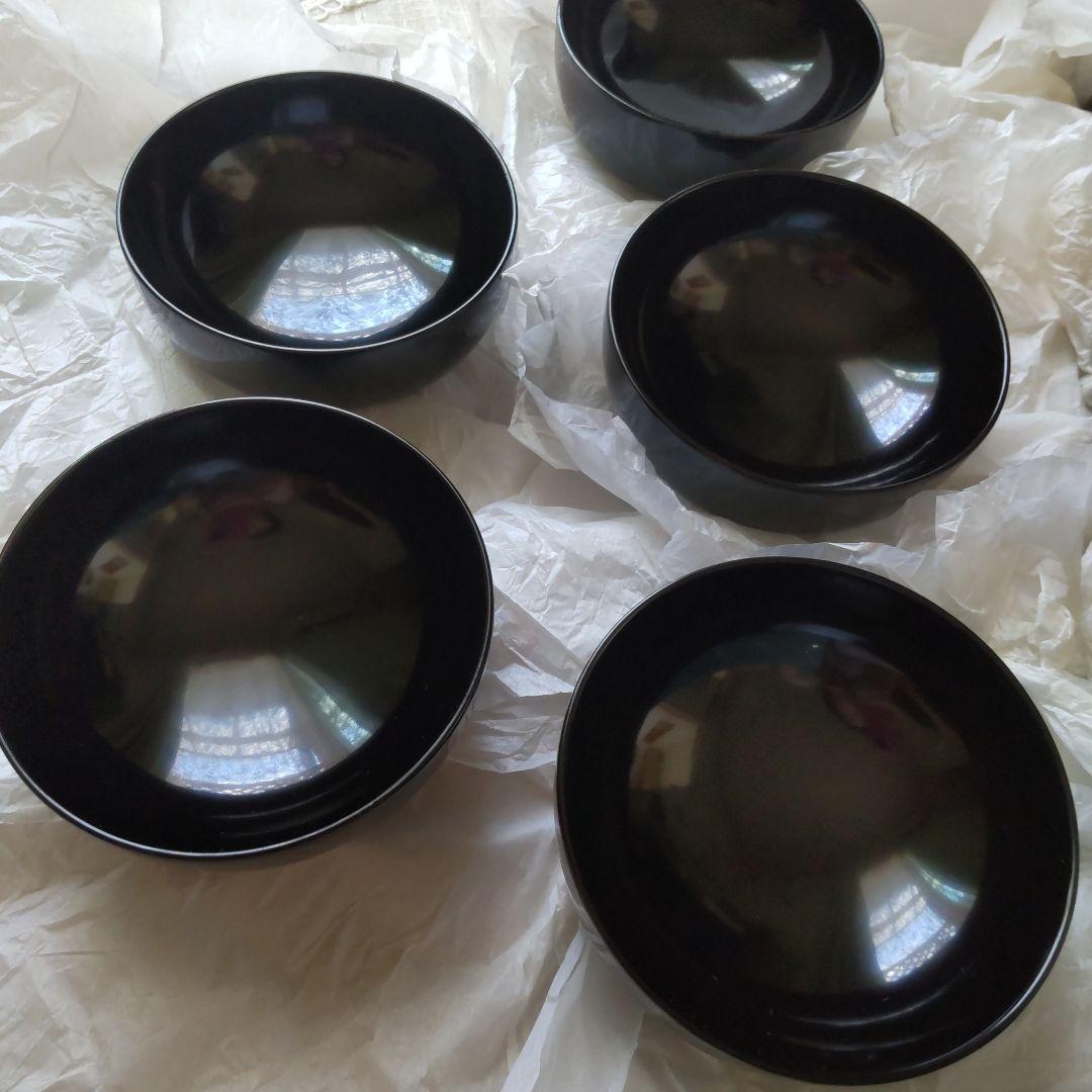 浄法寺塗　うるみ工芸　漆器 黒色椀 ５個セット 蓋付き　新品未使用