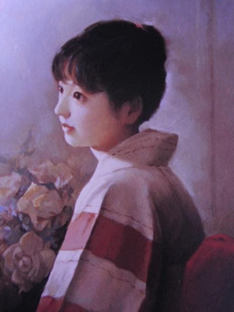 上尚司、【花と少女】、希少な額装用画集より、新品額装付、状態良好