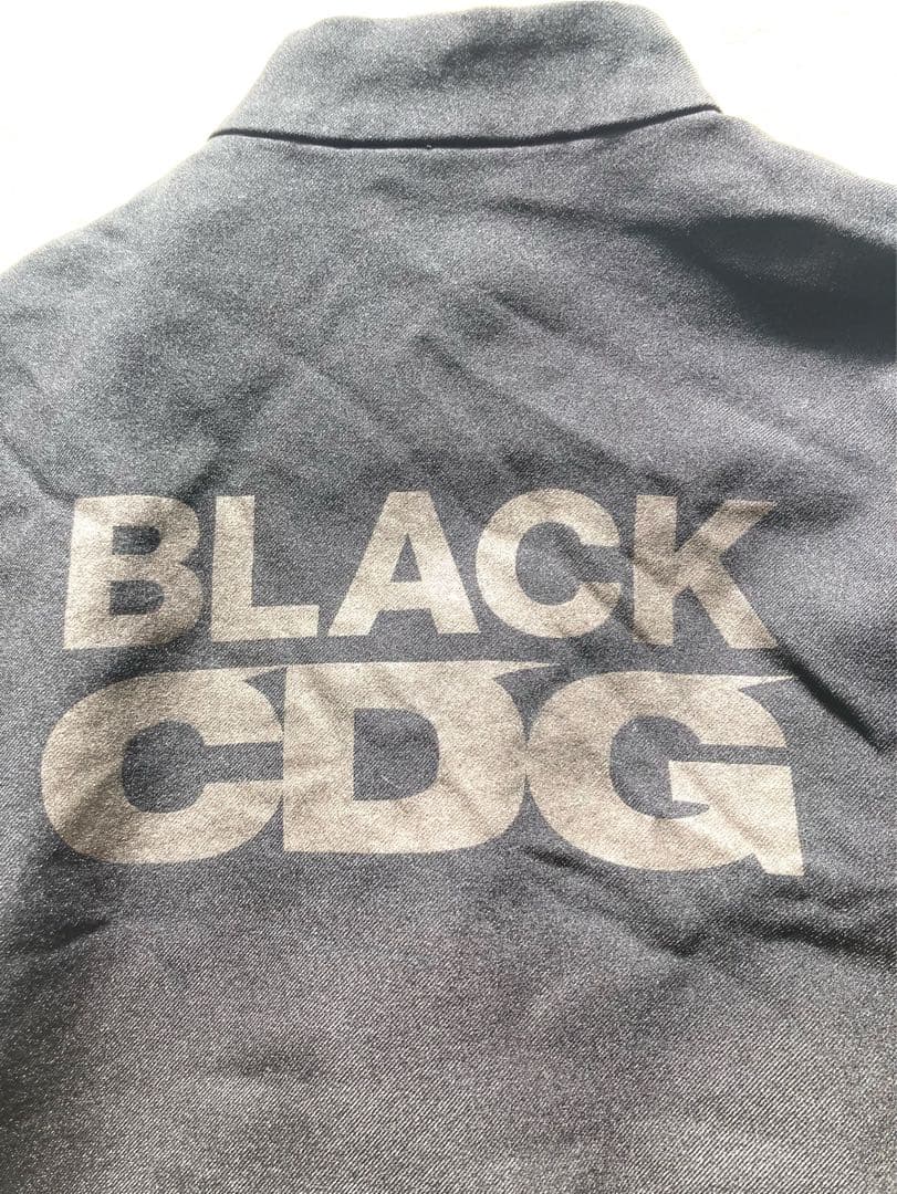 プリキンブラックコムデギャルソン　ポリ縮　ロング丈　チャイナジャケット　M