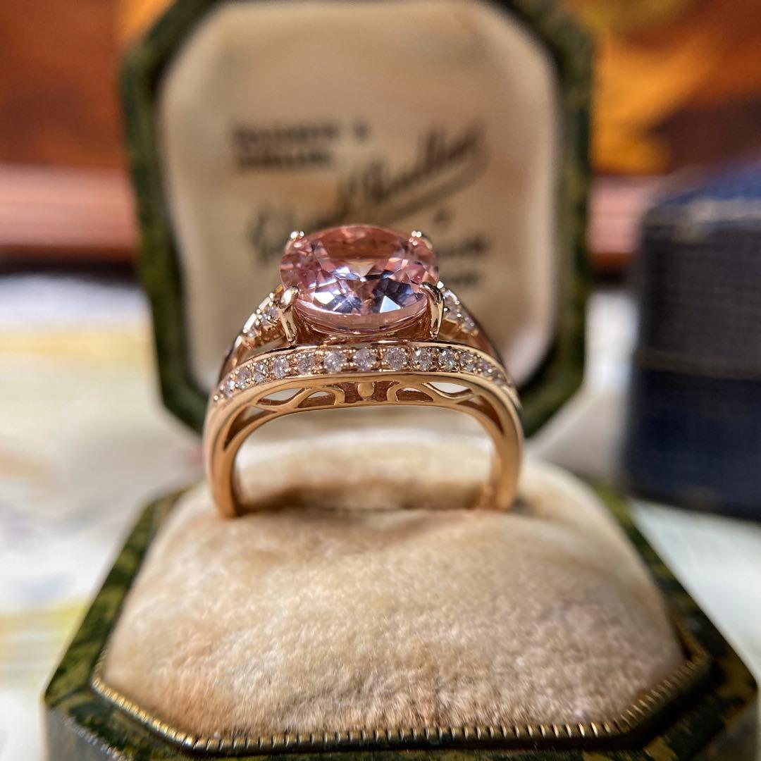 専用です　ピンクゴールド モルガナイト3.57ct ダイヤモンド　指輪　リング