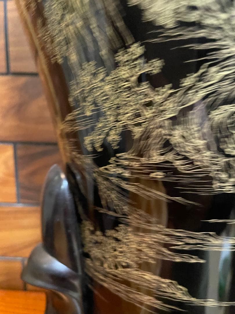 中国古玩 福建漆器 金彩画 大花瓶 台付