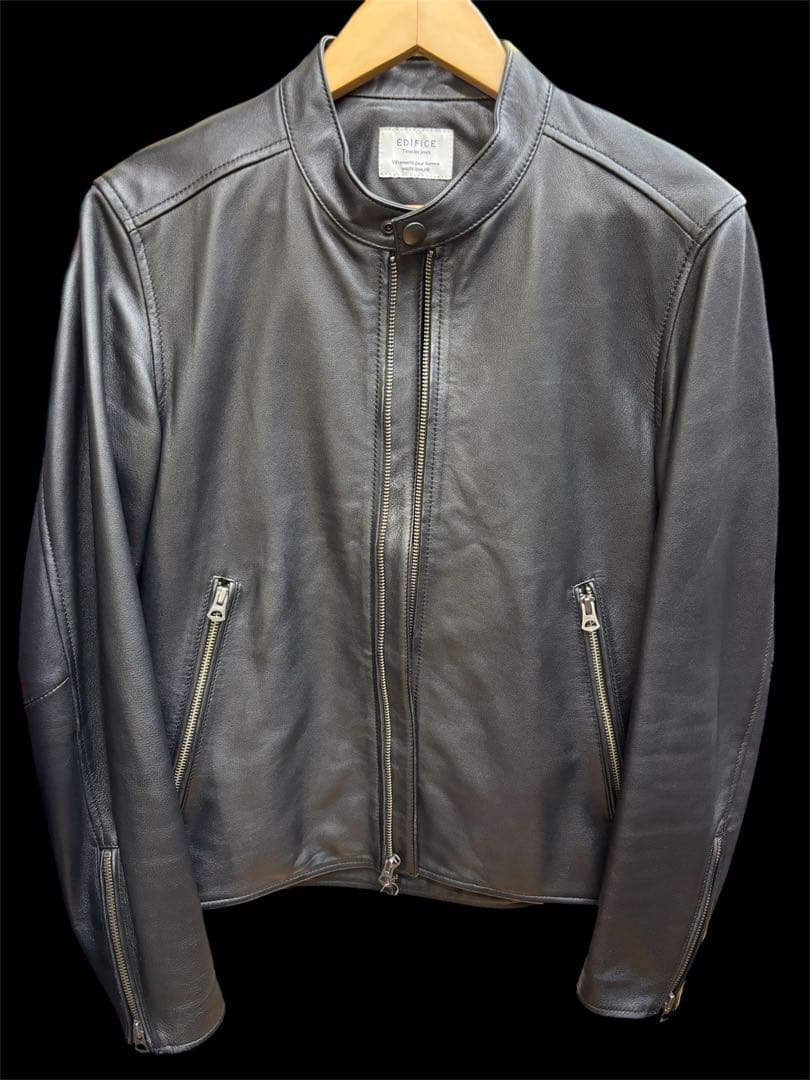 ÉDIFICE ブラック レザージャケット 417 EDIFICE ブラックレザー