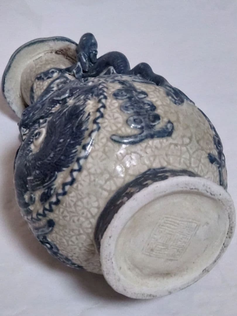 中国美術 骨董 青龍 花瓶 置き物