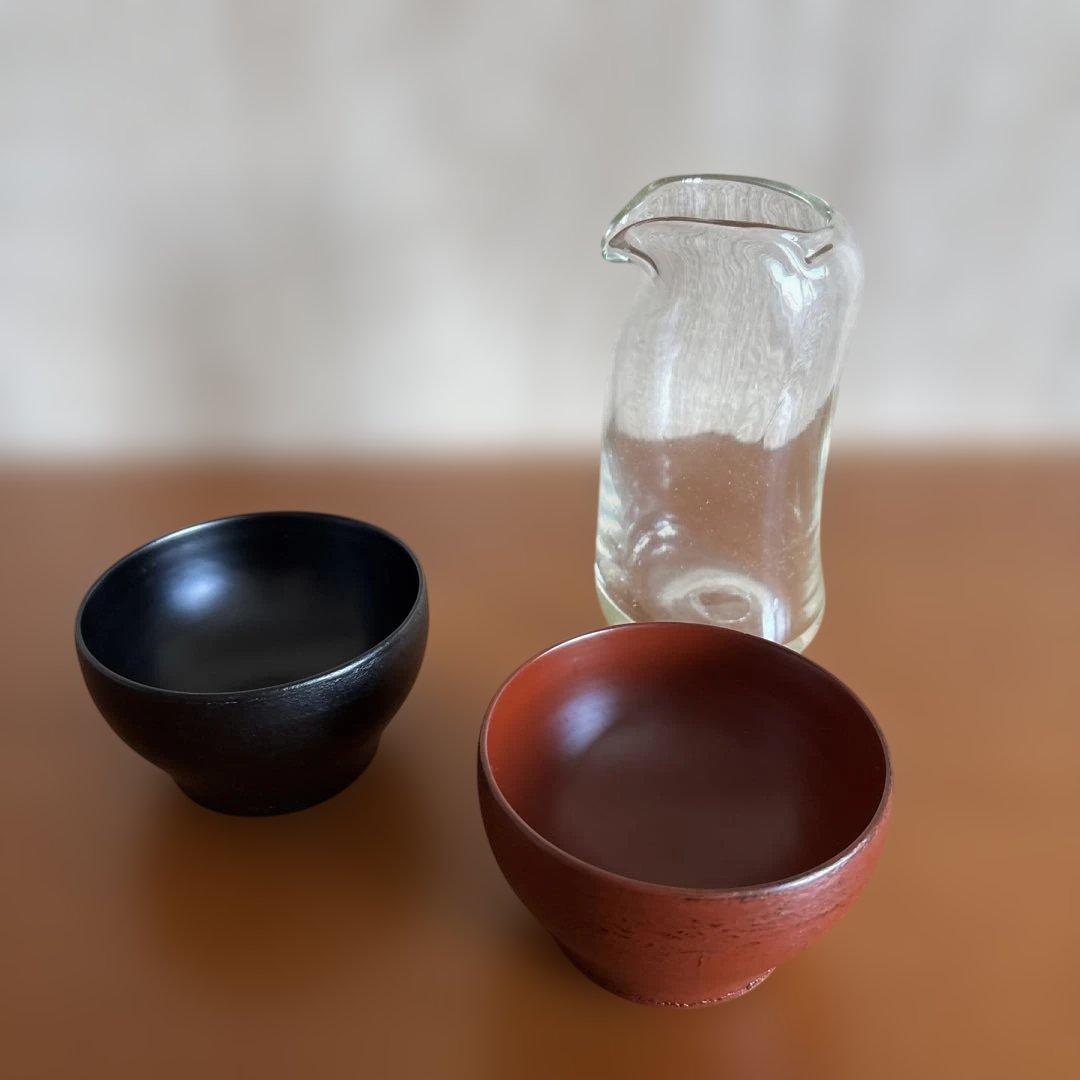 赤木明登氏作 ぐい呑み(大)黒、赤