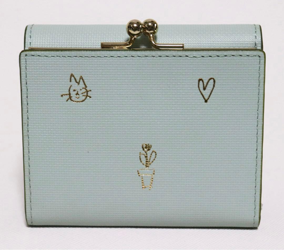 《ポールスミス》新品 ネコちゃん・ハート箔押し レザーがま口3つ折り財布 口金