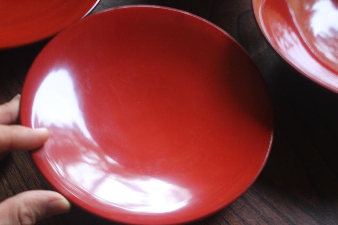 デッドストック！時代朱漆に極上稲穂雀蒔絵の映える大椀2点（検輪島塗蒔絵椀雑煮椀