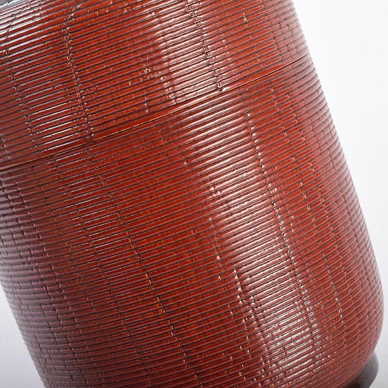 茶道具　輪島塗　久世宗春作　千筋涌茶入　棗　共箱　V　6886