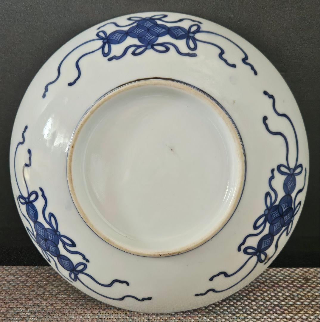 名品❗】 江戸時代後期後期鍋島藍鍋島花に唐草文径約20.9cm櫛高台皿