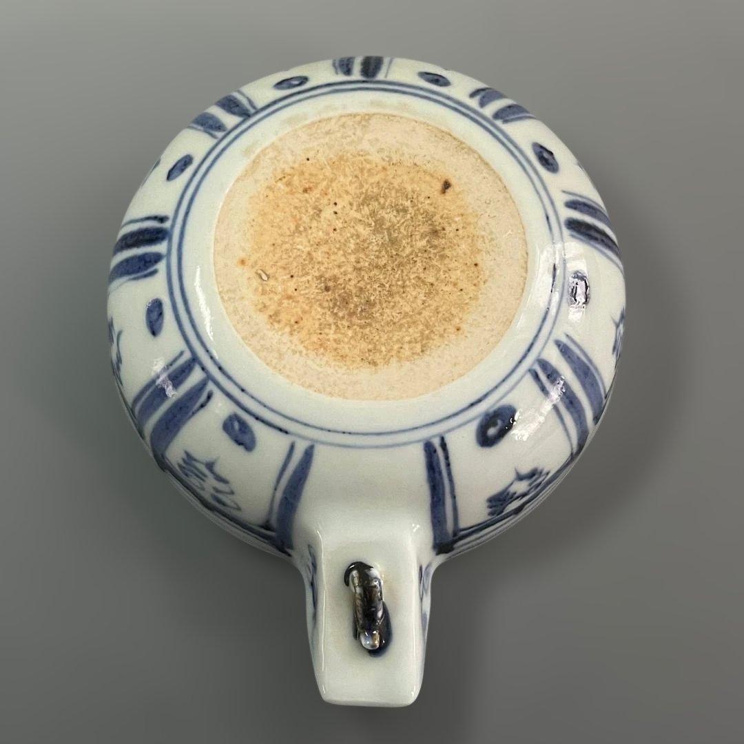 唐物 青花藻魚紋片口水洗 元時代 景徳鎮 染付 中国美術 古玩 SH25