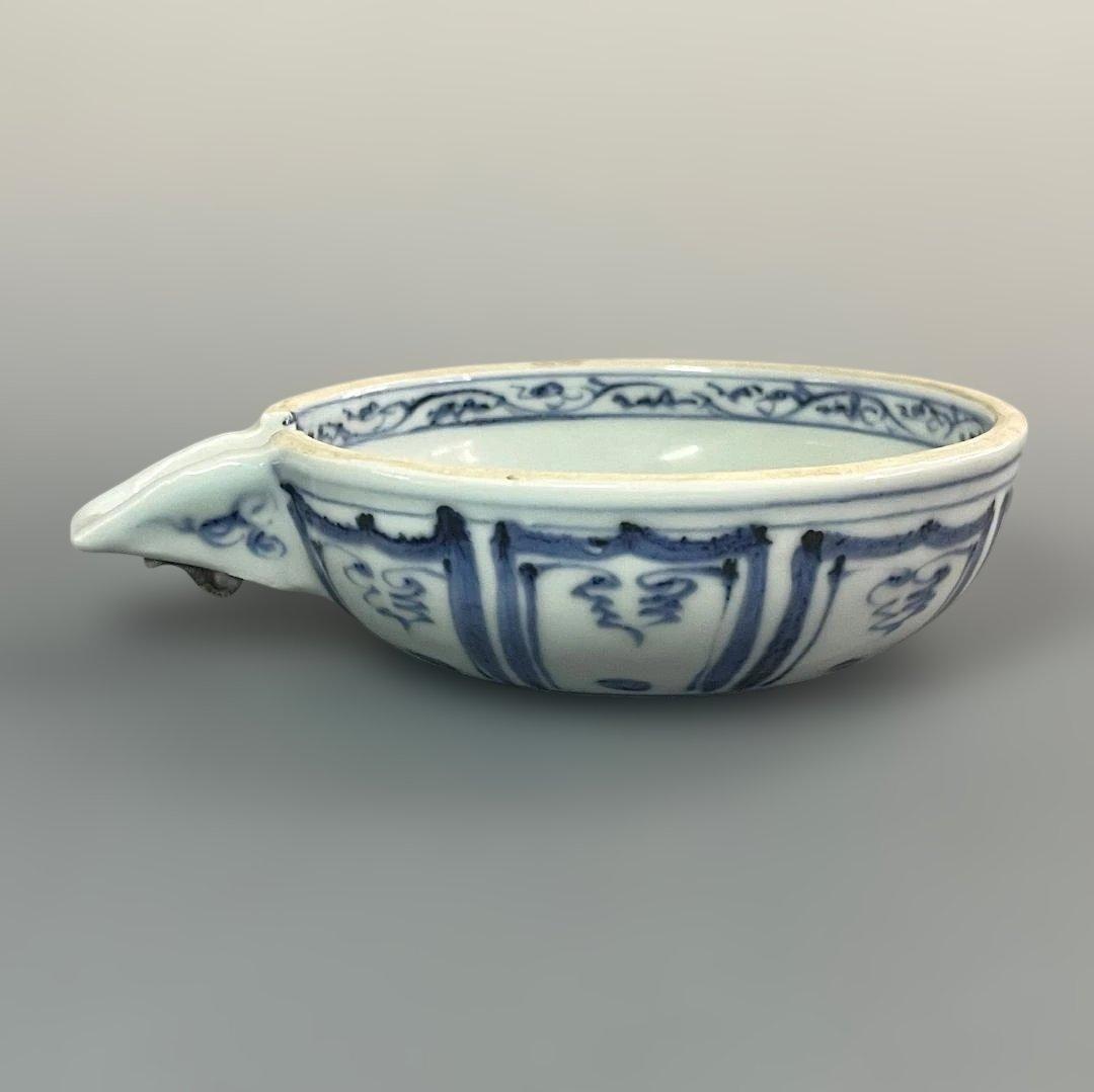唐物 青花藻魚紋片口水洗 元時代 景徳鎮 染付 中国美術