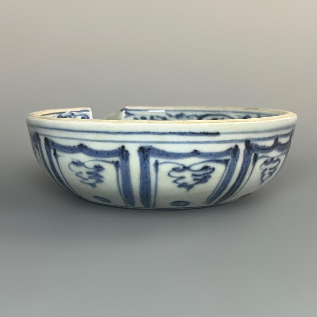 唐物 青花藻魚紋片口水洗 元時代 景徳鎮 染付 中国美術 古玩 SH25