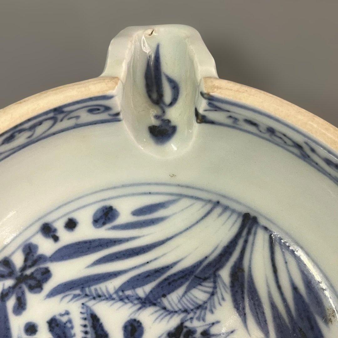 唐物 青花藻魚紋片口水洗 元時代 景徳鎮 染付 中国美術 古玩 SH25