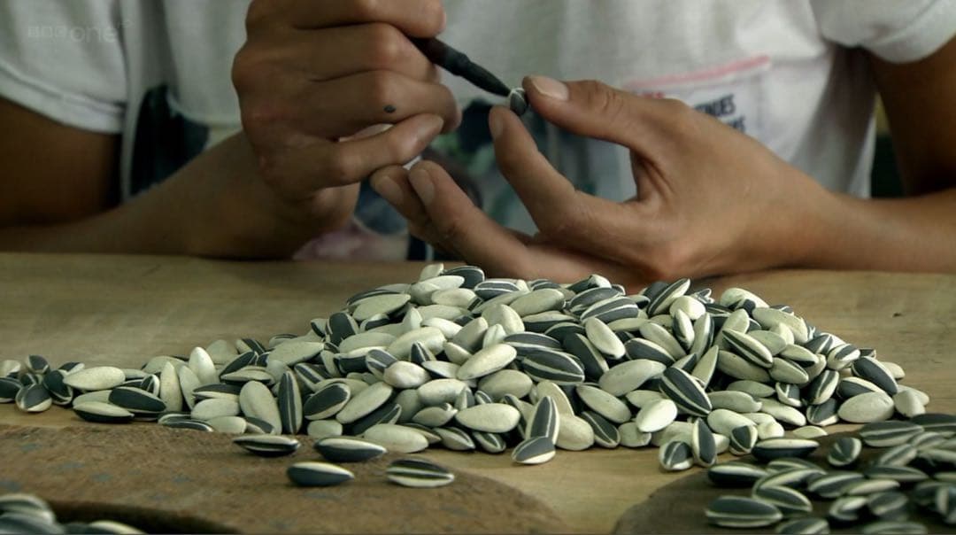 中国で有名な芸術家艾未未(Ai WeiWei)の芸術品——陶器のひまわりの種