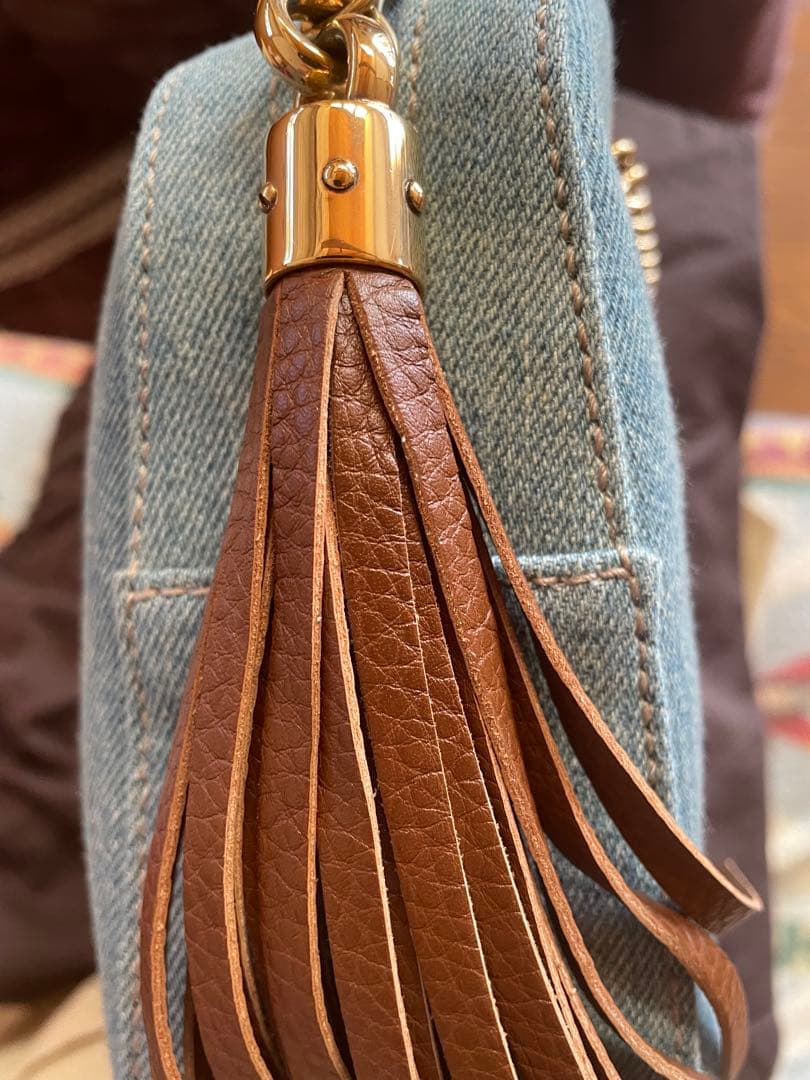 GUCCI デニムブルー ショルダーバッグ 保存袋付き