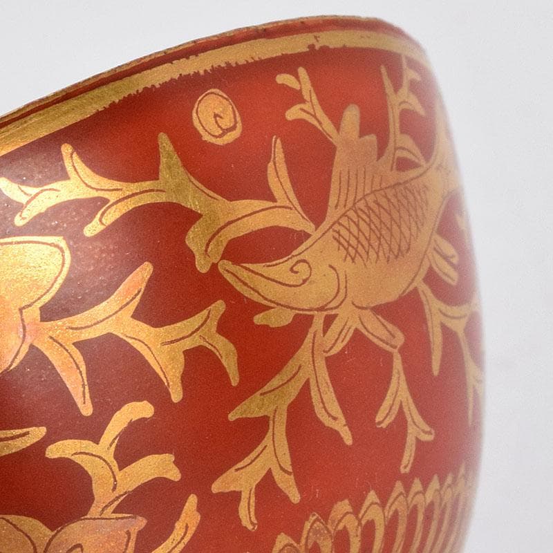 永楽善五郎　大日本永楽造　赤地　金襴手　酒呑　ぐい呑　共箱　C　9164