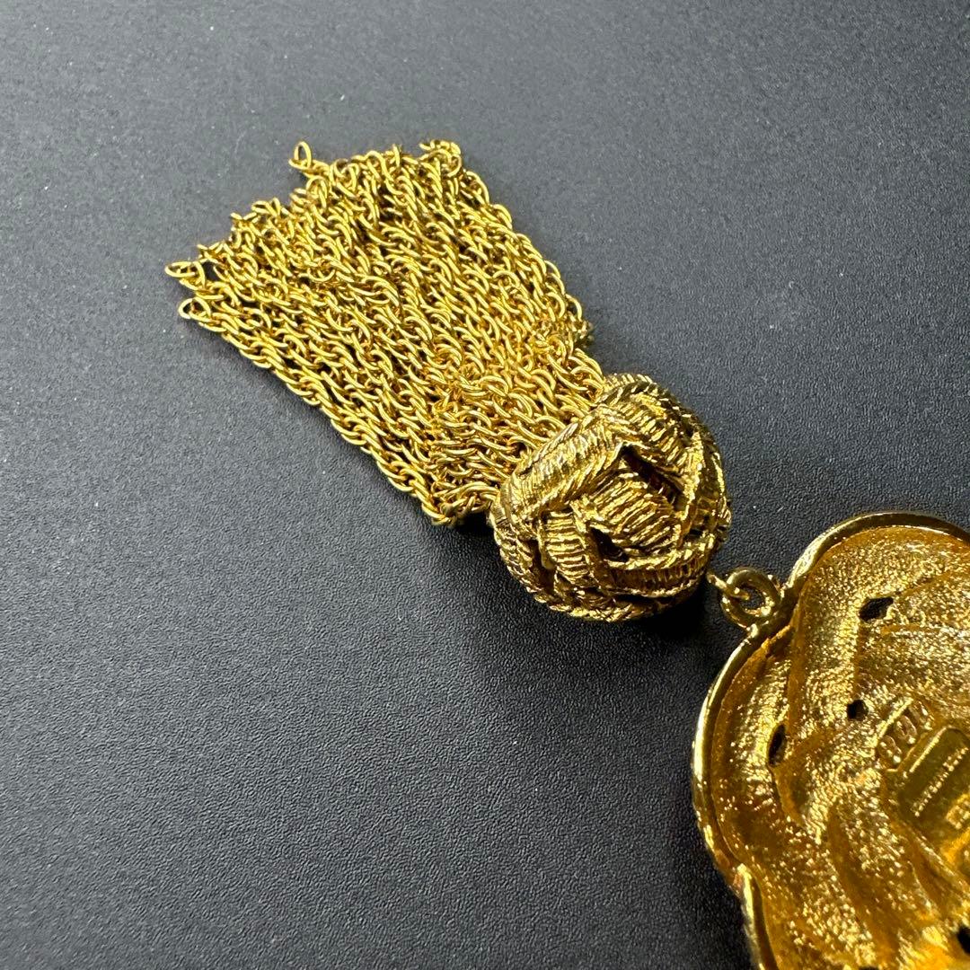 vintage】Ungaro Parisゴールドカラー編み込みタッセルブローチ