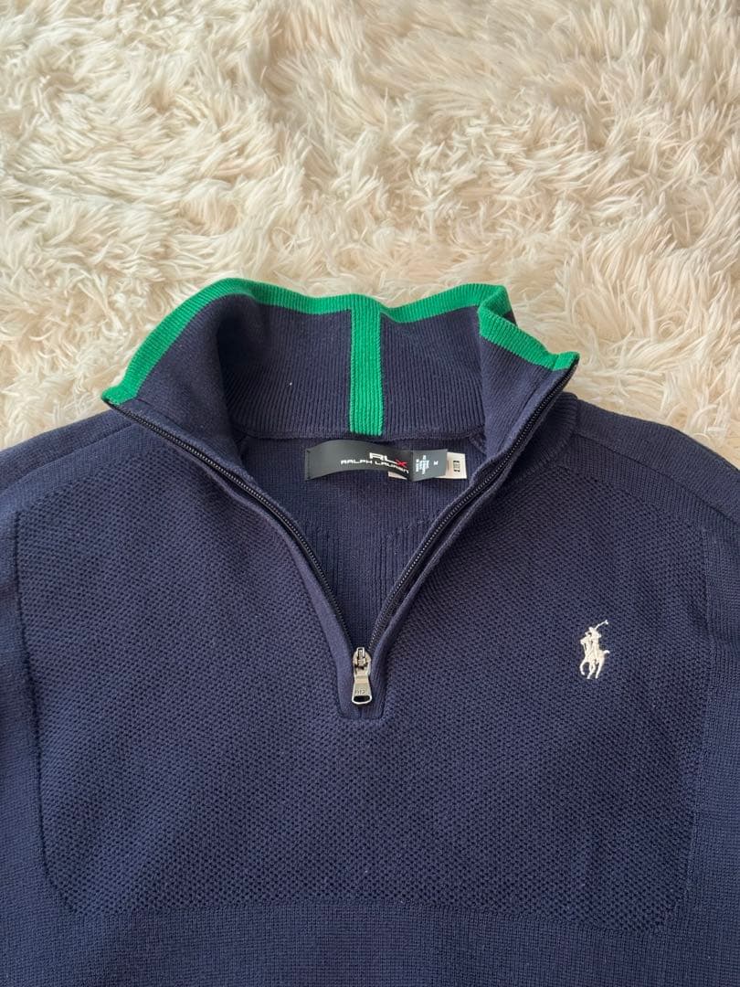 美品RLXラルフローレンニットゴルフウール クォータージップ プルオーバー M