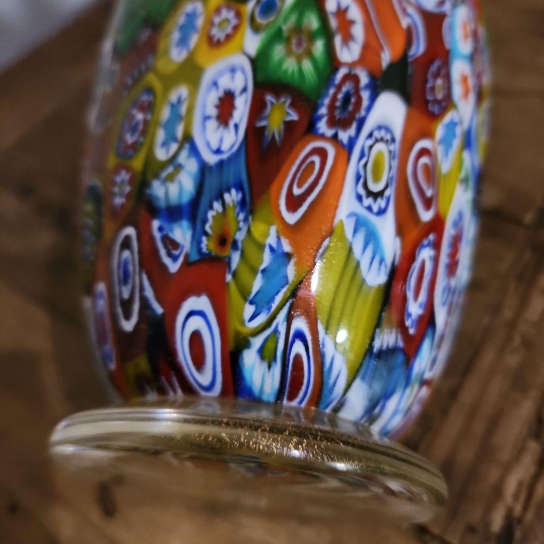 ムラノガラス ミルフィオリ 花瓶 イタリア ベネチアンガラス Murano