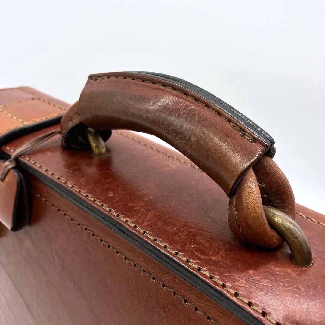 【HERZ】パイロットケース　ビジネスバッグ　レザー　ブラウン.