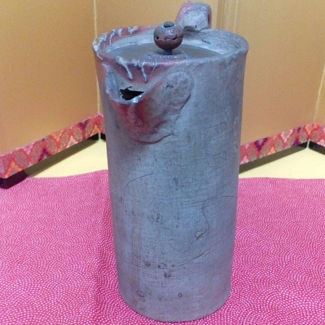 珍品レア江戸時代茶道具14センチ陶器製古銅製当時物蓋付き在